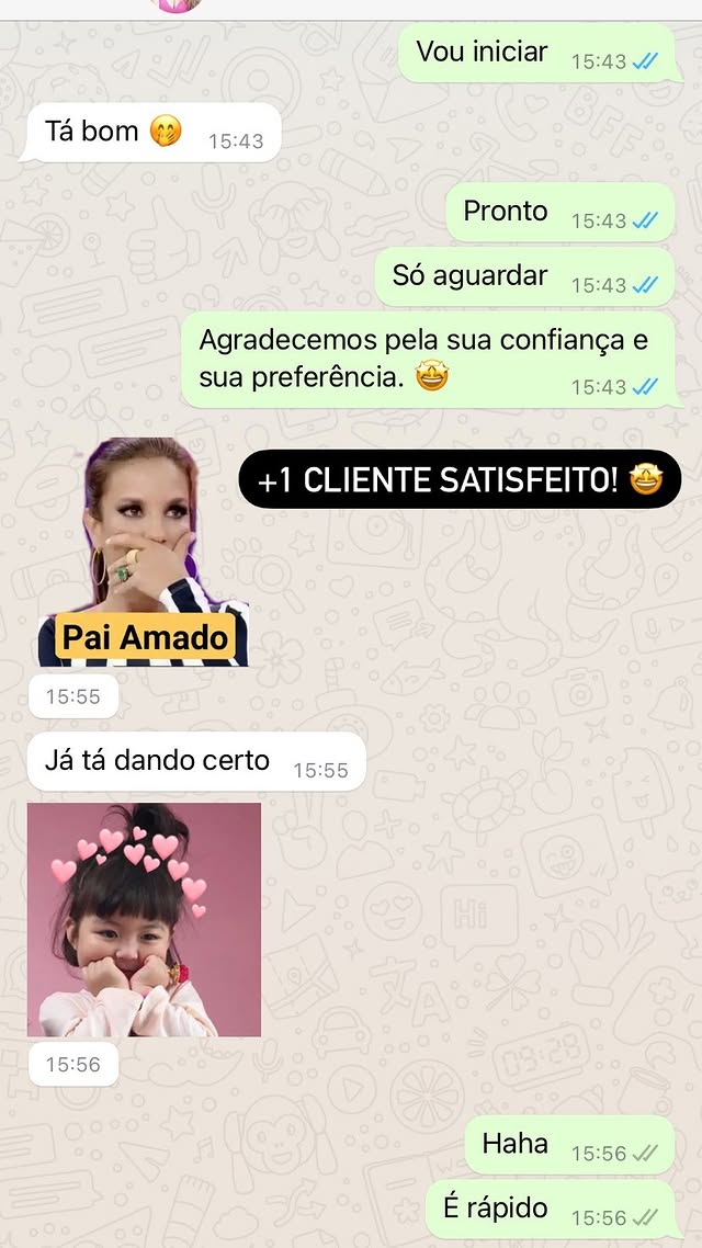 Print de conversa no WhatsApp: cliente confirmando que deu certo