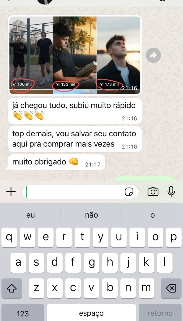 Print de conversa no WhatsApp: cliente satisfeito com o resultado